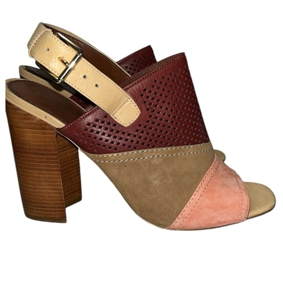 Cole Haan Tabby High Slingback Peep Toe Dress Sandals  Zinfandel/Dune color - Picture 5 of 14